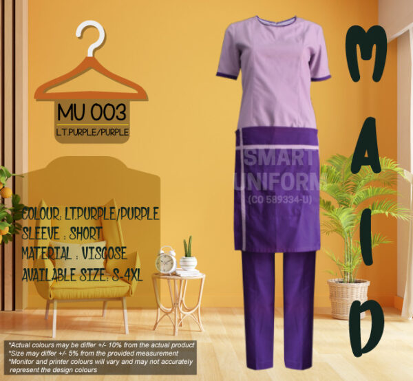 MU 003- MAID UNIFORM PURPLE WITH APRON