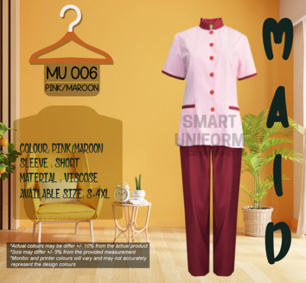 MU 006- MAID UNIFORM PINK/MAROON