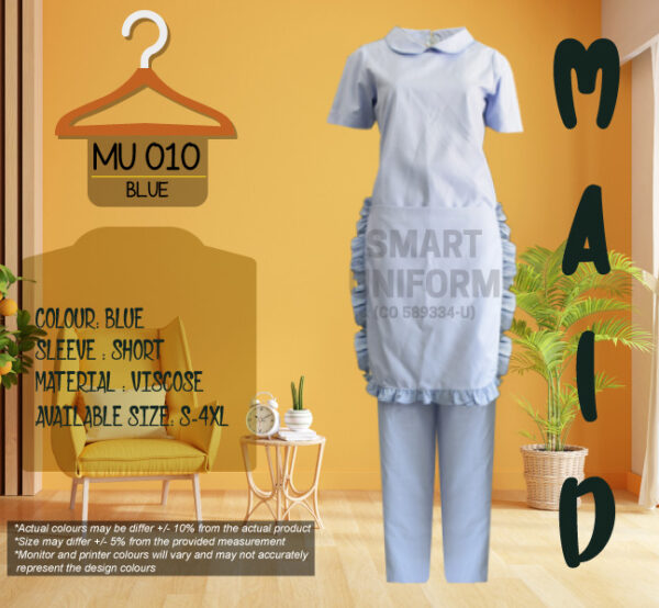 MU 010- MAID UNIFORM BLUE WITH APRON