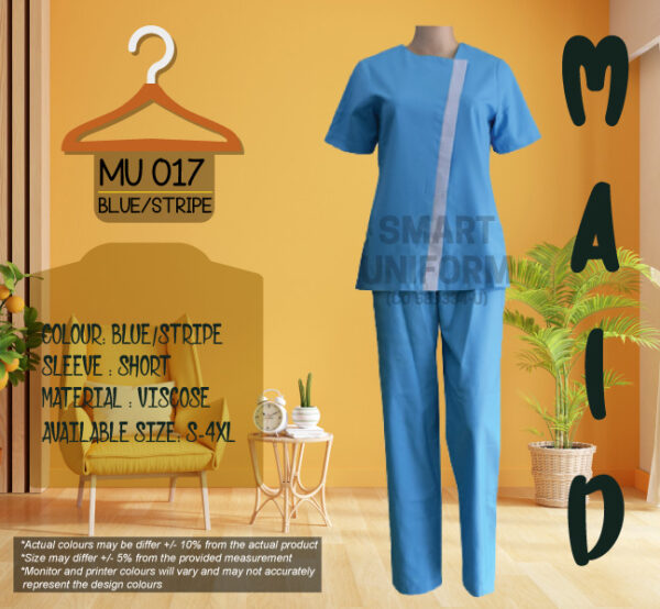 MU 017- MAID UNIFORM BLUE STRIPE