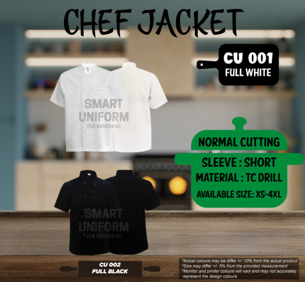 READY STOCK SHORT SLEEVE CHEF JACKET NORMAL CUTTING (CU 001, CU 002)