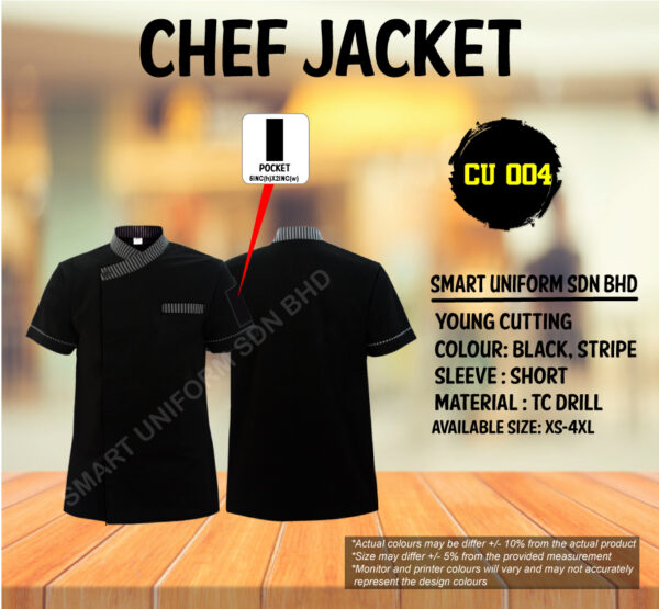 READY STOCK SHORT SLEEVE CHEF JACKET YOUNG CUTTING (CU 004, CU 005, CU 043, CU 044) - Image 2