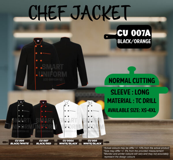 READY STOCK LONG SLEEVE CHEF JACKET NORMAL CUTTING (CU 006, CU 007, CU 007A, CU 008A, CU009)