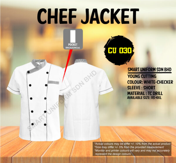READY STOCK SHORT SLEEVE CHEF JACKET YOUNG CUTTING (CU 030, CU 031, CU 037, CU 041, CU 042) - Image 2