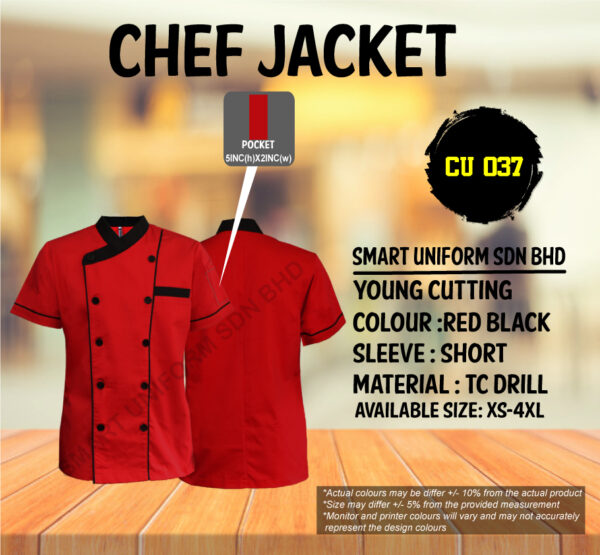 READY STOCK SHORT SLEEVE CHEF JACKET YOUNG CUTTING (CU 030, CU 031, CU 037, CU 041, CU 042) - Image 4