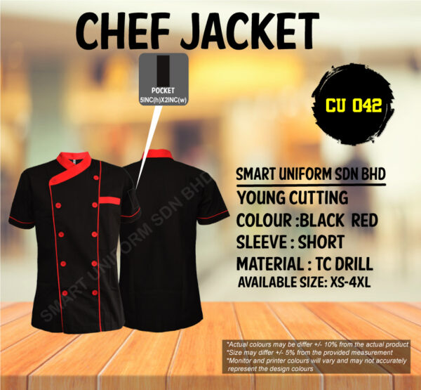 READY STOCK SHORT SLEEVE CHEF JACKET YOUNG CUTTING (CU 030, CU 031, CU 037, CU 041, CU 042) - Image 6
