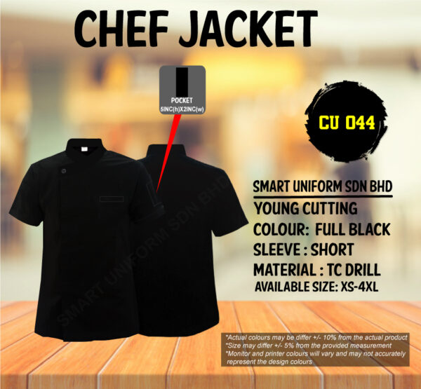 READY STOCK SHORT SLEEVE CHEF JACKET YOUNG CUTTING (CU 004, CU 005, CU 043, CU 044) - Image 5