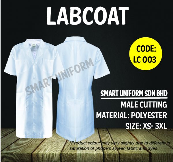 LC 003-READY STOCK SHORT SLEEVE LABCOAT - MALE