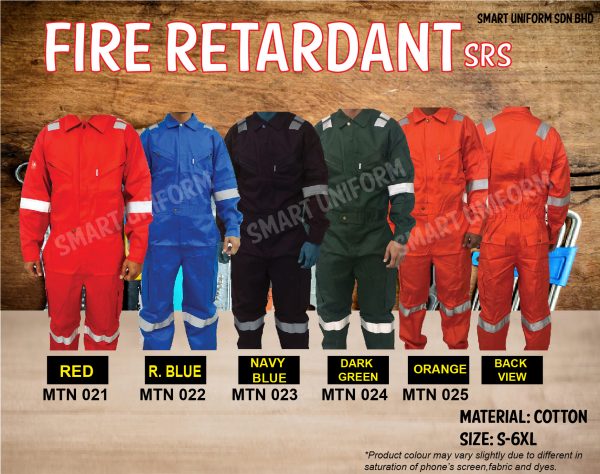MAINTENANCE COVERALL FIRE RETARDANT (5 COLORS) - SRS