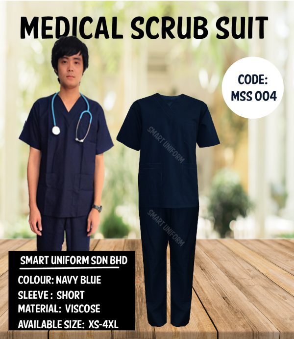 MSS 004 -  READY STOCK MEDICAL SCRUB SUIT - NAVY BLUE