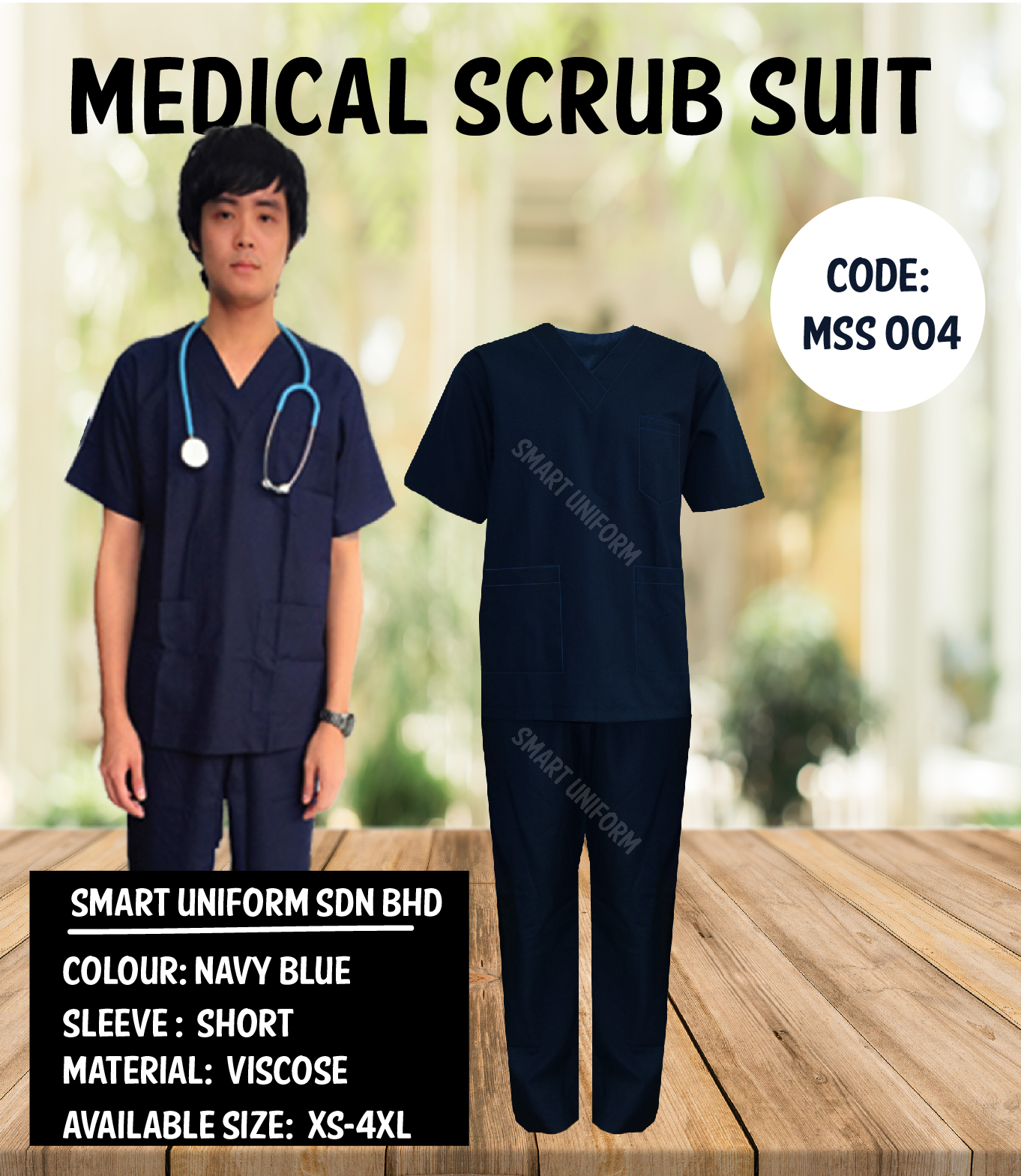 MSS 003 – READY STOCK MEDICAL SCRUB SUIT -TURQUOISE BLUE – Smart