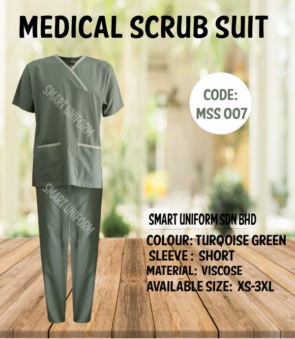 MSS 007 - READY STOCK MEDICAL SCRUB SUIT - OLIVE/GREEN