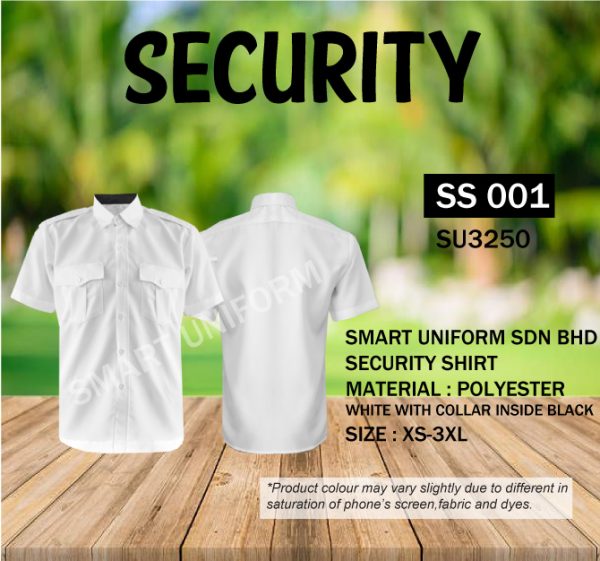 SS001 - SECURITY SHIRT WHITE COLOR WITH BLACK COLLAR INSIDE