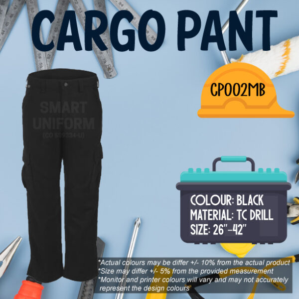 SU- CP002MB - READY STOCK CARGO PANTS BLACK