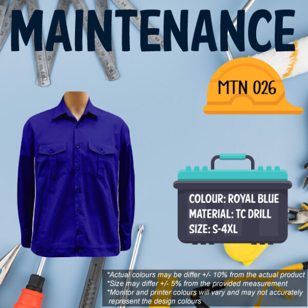 MTN026 - MAINTENANCE JACKET LONG SLEEVE WITHOUT REFLECTOR