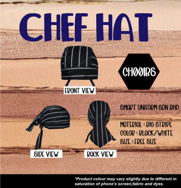 SU- CH001BS - READY STOCK CHEF HAT JAPANESE STYLE - BIG STRIPE