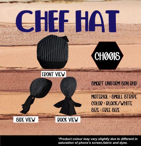 SU- CH001S - READY STOCK CHEF HAT JAPANESE STYLE - SMALL STRIPE