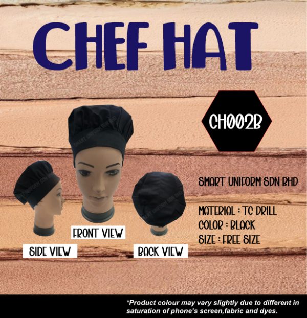 SU- CH002B - READY STOCK CHEF HAT MUSHROOM - BLACK