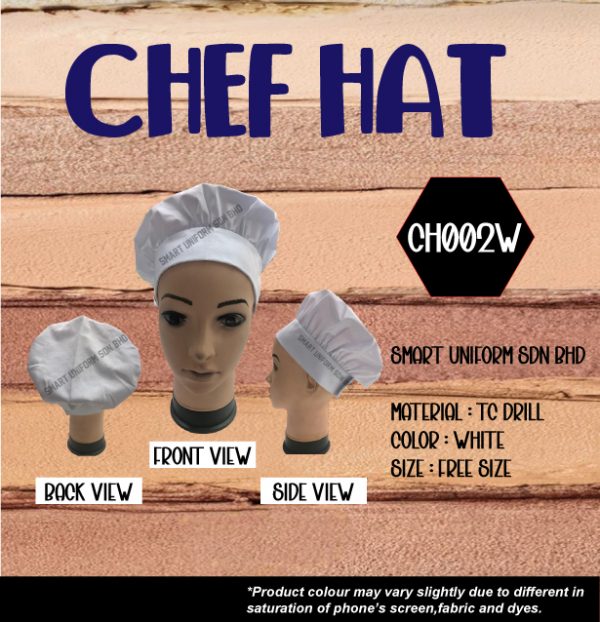 SU- CH002W - READY STOCK CHEF HAT MUSHROOM - WHITE