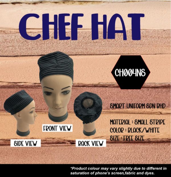 SU- CH004NS - READY STOCK CHEF HAT ROUND WITH NET - STRIPE