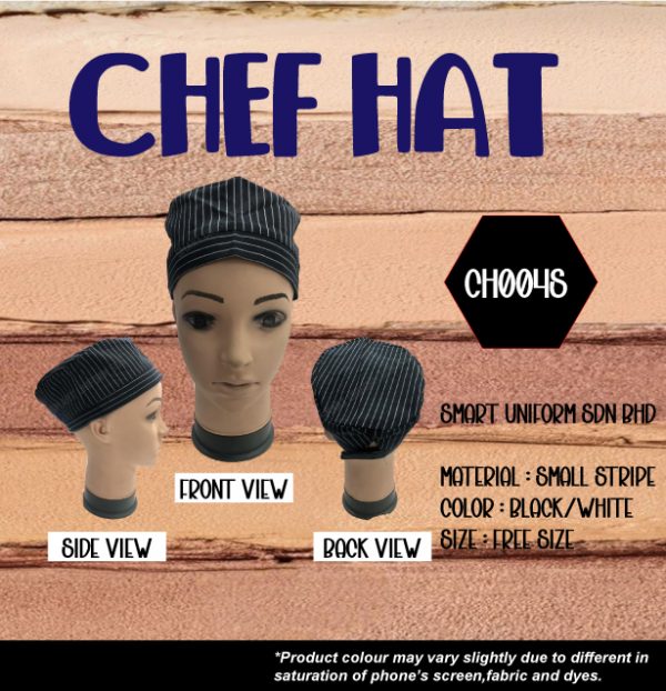SU- CH004S - READY STOCK CHEF HAT ROUND - SMALL STRIPE
