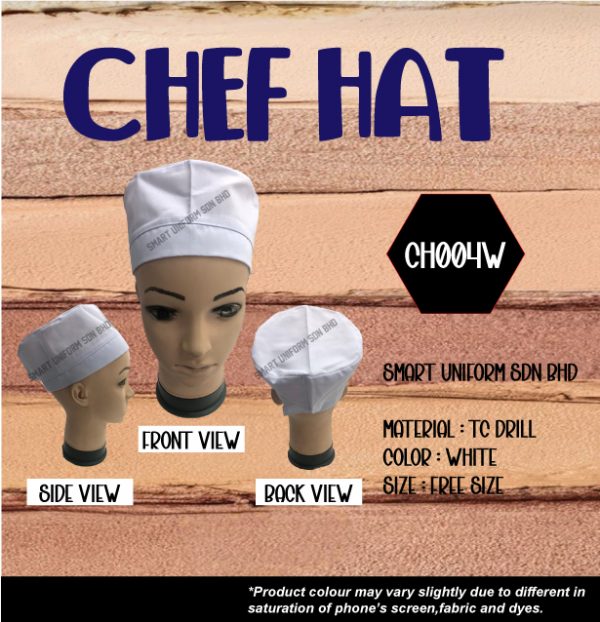 SU- CH004W - READY STOCK CHEF HAT ROUND - WHITE