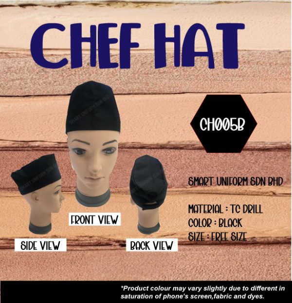 SU- CH005B - READY STOCK CHEF HAT SONGKOK - BLACK