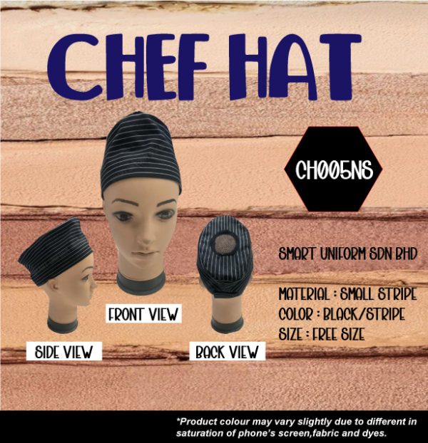SU- CH005NS - READY STOCK CHEF HAT SONGKOK WITH NET - SMALL STRIPE