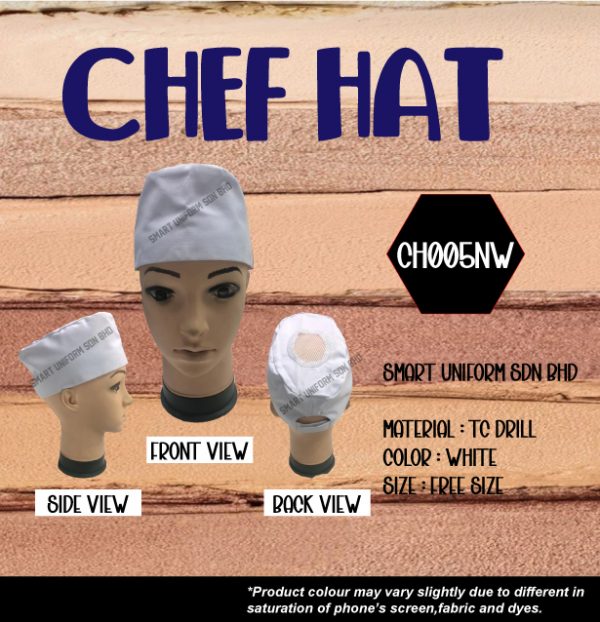 SU- CH005NW - READY STOCK CHEF HAT SONGKOK WITH NET - WHITE
