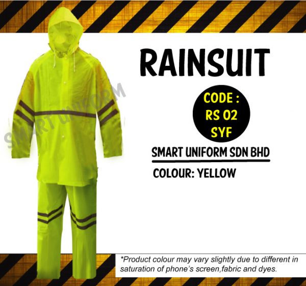 RS02 - READY STOCK RAINSUIT WITH REFLECTOR - NEON YELLOW