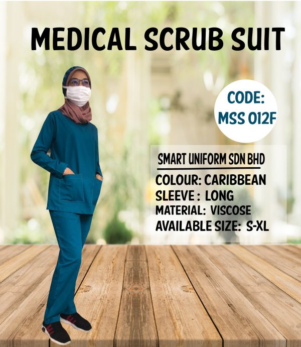 MSS012F - READY STOCK LONG SLEEVE SCRUB (FEMALE) - CARIBBEAN