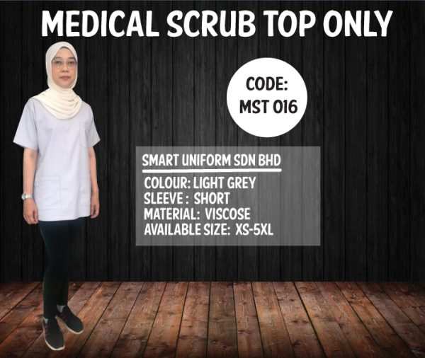 MST 016 - READY STOCK MEDICAL SCRUB TOP ONLY - LIGHT GREY