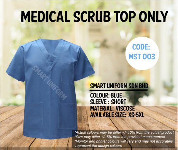 MST 003- READY STOCK MEDICAL SCRUB TOP ONLY - BLUE
