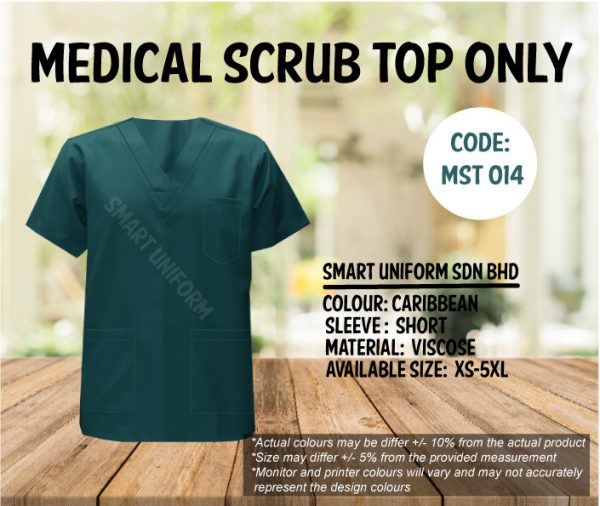 MST 014- READY STOCK MEDICAL SCRUB TOP ONLY - CARIBBEAN