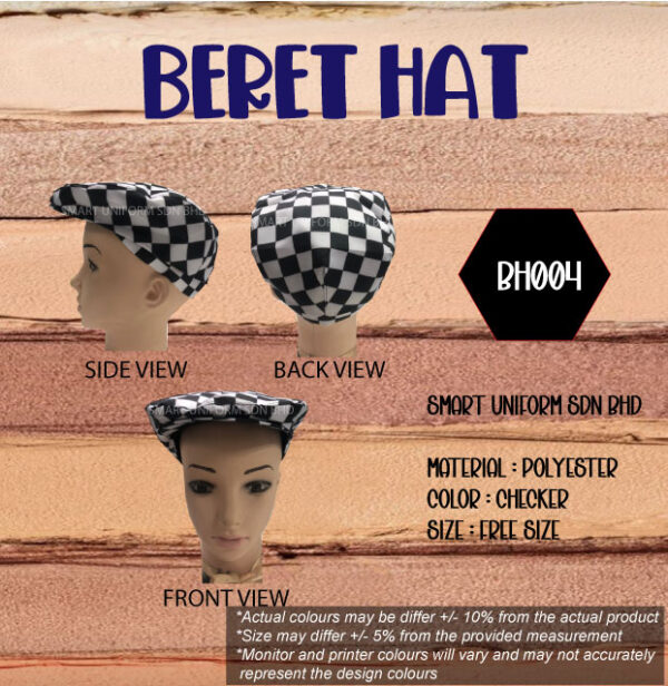 SU- BH004 - BERET HAT CHECKER WITHOUT NET