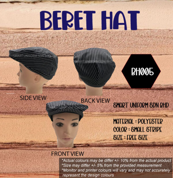 SU- BH005 - BERET HAT SMALL STRIPE WITHOUT NET