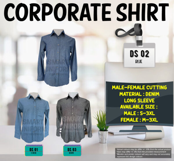 SU-READY STOCK DENIM SHIRT LONG SLEEVE YOUNG CUTTING (DS 01, DS 02, DS 03)